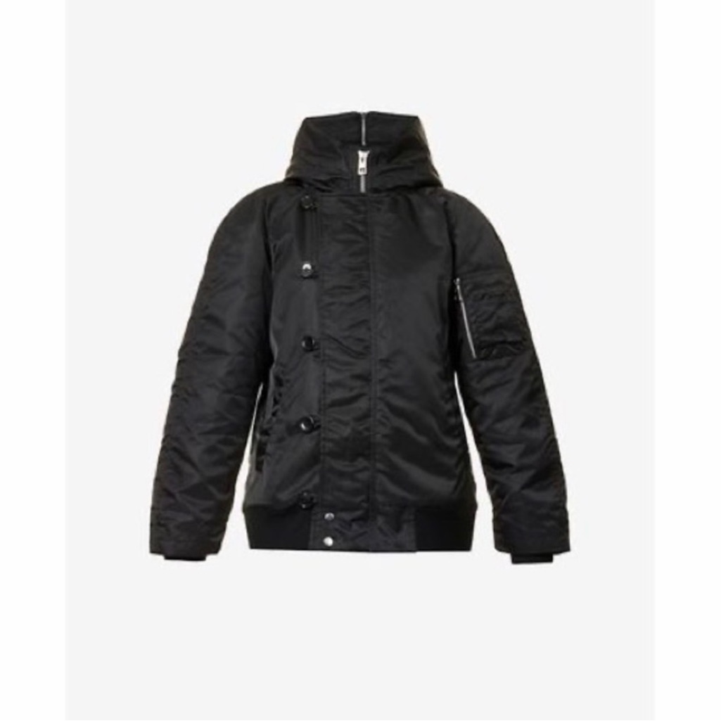 We-Ar4 Funnel-Neck Funnel Neck, Zip Hood, Logo-Patch Satin Bomber Jacket S